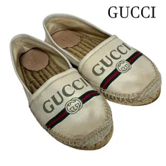 GUCCI グッチ シェリーラインウェブストライプ  ロゴプリント キャンバス エスパドリーユ　 サイズ：35　525892のサムネイル