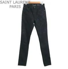 サンローランパリ SAINT LAURENT PARIS デニムパンツ ジーンズ スター 星柄 ストレッチ ジッパーフライ スキニー テーパード 561414 ブラック サイズW24 レディースのサムネイル