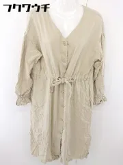 ◇ w closet ダブルクローゼット リネン混 長袖 膝下丈 ワンピース サイズF ベージュ系 レディース  【中古】 【1111030003653】のサムネイル