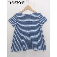 ◇ ORCIVAL オーシバル ボートネック ボーダー Aライン 半袖 Tシャツ カットソー サイズ F ネイビー ホワイト レディース  【中古】 【1111040009447】