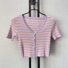 PURPLE パープル ゴージ Vネック ニット カーディガン