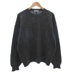LANCEL アルパカ混 ケーブル編みニット グレー Mサイズ 日本製 防寒 
