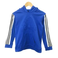 アディダス adidas パーカー 子供服 140 青 ブルー フード付き 長袖 /KK ■ECA004