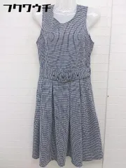 ◇ ◎ MAJESTIC LEGON チェック ノースリーブ 膝丈 ワンピース サイズF ネイビー ホワイト系 レディース  【中古】 【1111180001264】のサムネイル