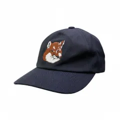 e16 【新品保管品】MAISON KITSUNE メゾンキツネ フォックスヘッドロゴ 6パネル キャップ 帽子 ネイビー レディース 女性用のサムネイル