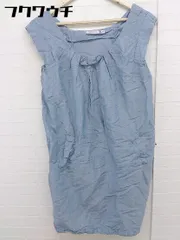 ◇ DRESSTERIOR ドレステリア リネン混 フレンチスリーブ 膝丈 ワンピース サイズ38 ブルー ホワイト レディース  【中古】 【1111260003898】のサムネイル