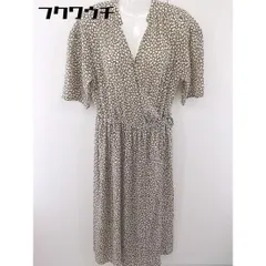 ◇ Lugnoncure ルノンキュール 総柄 半袖 ロング ラップ 巻き ワンピース サイズF カーキ オフホワイト レディース  【中古】 【1111300000207】のサムネイル