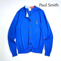 kU39 Paul Smith ノーカラーカーディガン 袖 刺繍 花 花瓶 マルチストライプ ロイヤルブルー 皇室カラー 青 ボタン ポールスミスのサムネイル