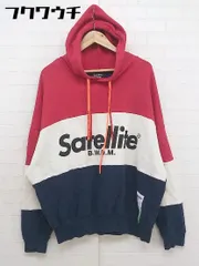 ◇ Satellite サテライト ロゴ プリント 長袖 プルオーバー パーカー サイズONE レッド ホワイト ネイビー メンズ  【1112100003061】のサムネイル