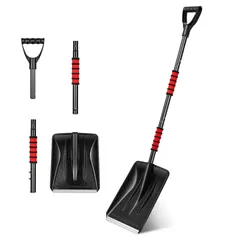 新品 OUNONA 雪かき スコップ 折りたたみ 金属 プラスチック 取り外し可能 アウトドア 車載 鉄 スノーショベル 長さ調整可能 組み立てが簡単 4段構造 園芸 泥取り 除雪機 ショベル 除雪用具 家庭用のサムネイル