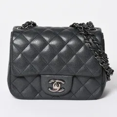 極美品 CHANEL シャネル ミニマトラッセ16 Sフラップ Sチェーンショルダーバッグ 20番台 ココマーク キャビアスキン シルバー金具 中古 4b011818