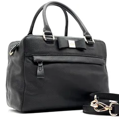 美品 ケイトスペード Kate Spade リボンモチーフ 2WAY ハンドバッグ ショルダーバッグ ブラック 黒 レザー 本革 斜めがけ クロスボディ レディース お出かけ 旅行 夏休み ボーナス ご褒美