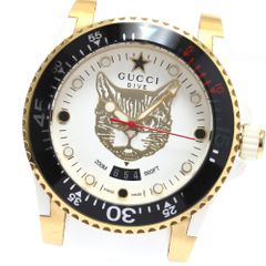 GUCCI 腕時計 DIVE キャット ゴールド＆ホワイト YA136322 - メルカリ