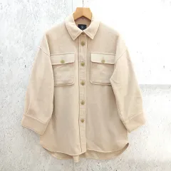 w closet ダブルクローゼット ウール混 厚手シャギー BIGシャツはおり ゆったり ベージュ Fサイズ ◎、◇〇☆のサムネイル