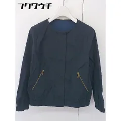 ◇ Doux archives ドゥアルシーヴ ジップアップ 長袖 ノーカラーブルゾン サイズ 38 ネイビー レディース  【中古】 【1201310001247】のサムネイル
