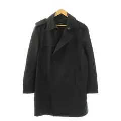 ザラ ZARA トレンチコート ロング L 黒 ブラック ダブルブレスト /RR ■ECE003