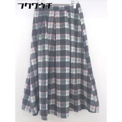 ◇ merlot メルロー チェック ロング フレア スカート サイズF グレー マルチ レディース  【中古】 【1202170004096】のサムネイル