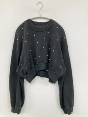 ZARA ザラ スウェット USA S ブラック 裏起毛 無地 ビジュー 長袖 レディース
