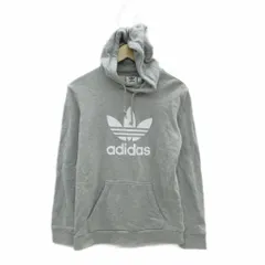 アディダスオリジナルス adidas originals パーカー プルオーバー ミドル丈 XS グレー ロゴプリント /SM57 ■ECB002