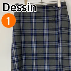 Dessin デッサン スカート 膝丈スカート タイトスカート ギンガムチェック柄 グレー ブルー レディース 1サイズ 【CB931】のサムネイル