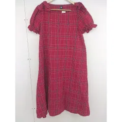 ◇ merlot チェック ショルダーリボン Aライン 半袖 膝下丈 ワンピース レッド ネイビー ホワイト レディース  【中古】 【1204220003424】のサムネイル