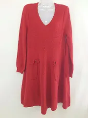 ◇ Ne-net ネネット 長袖 膝丈 ニット ワンピース サイズ2 レッド系 レディース  【中古】 【1205210001369】のサムネイル
