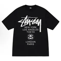 スツーシー STUSSY ユニセックス 世界一周シリーズ ロゴプリント クルーネック半袖Tシャツ