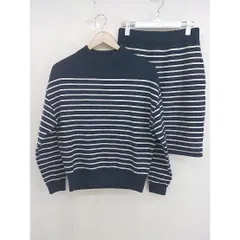 ◇ Another Edition ボーダー セーター ニット スカート セットアップ 上下 ネイビー ホワイト レディース  【中古】 【1206110003071】のサムネイル