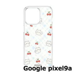 【新品未使用】Google pixel9a クリア ハードケース (猫とチェック柄) ねこ 白猫 さくらんぼ チェック柄 爽やか おしゃれ かわいい 韓国 cl-cat11-pixel9a-470