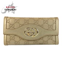 GUCCI グッチ シマ レザー 長財布 ピンクゴールド インターロッキングG
