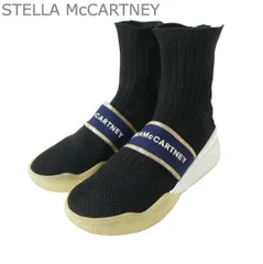 美品 ステラマッカートニー STELLA McCARTNEY ソックススニーカー ニット スニーカー ロゴ 厚底 ハイカット ブラック サイズ35 約22cm レディース