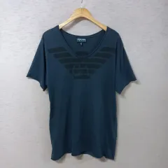 B5-16/エンポリオアルマーニ ネイビー プリント Tシャツ メンズ