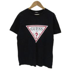 058 90s GUESS Triangle Black Logo Tee L - メルカリ