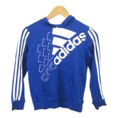 アディダス adidas プルオーバーパーカー 140 青 ブルー 長袖 フード付き ロゴプリント /NP ■ECA004