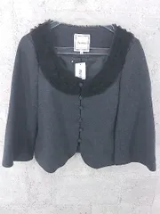 ◇ anatelier アナトリエ 七分袖 ノーカラー ジャケット 38 ダークグレー系　ブラック *  【1002799294874】のサムネイル