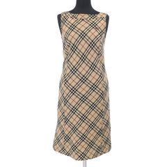 BURBERRY ノバチェックノースリーブ麻 リネン ワンピース40 - メルカリ