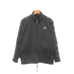 アディダス adidas ジャケット スポーツウエア S グレー 長袖 スタンドカラー 総柄 ロゴ ジップアップ /MN18 ■ECD003