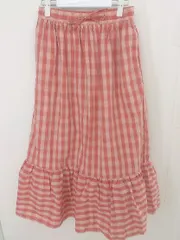 ◇ chocol raffine robe ショコラ フィネ ローブ チェック ロング フレア スカート サイズF レッド系 ベージュ レディース  【中古】 【1207040006293】のサムネイル