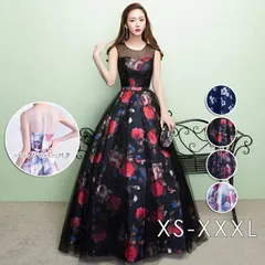 パーティードレス longdress ロングドレス 花柄 結婚式 発表会 演奏会  ワンピース   パーティドレス ノースリーブ ウェディングドレス ウエディング ドレス 二次
