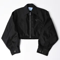 極美品 PRADA プラダ クロップド ナイロンジップアップジャケット 292101 サイズ42 トライアングルロゴ ブラック 中古 4a001042のサムネイル