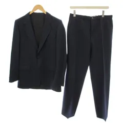 ランバン LANVIN セットアップ 上下 T46 紺 ネイビー テーラードジャケット 上着 パンツ ストライプ柄 ノッチドラペル 長袖 /LP ■GY49