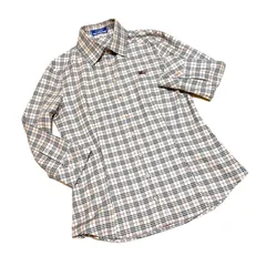 【美品】BURBERRY BLUE LABEL バーバリーブルーレーベル ノバチェック 7分袖 シャツ 38 ベージュ コットン100 レディース