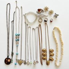 遺品整理まとめて□②】ジュエリー 20点 ネックレス ブローチ リング
