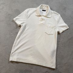 【美品】TOM FORD ホワイト ポロシャツ 美品 トムフォード TOMFORD パイル ポロシャツ 46サイズ コットン100