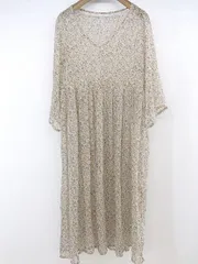 ◇ Crisp クリスプ 花柄 五分袖 ロング ワンピース サイズF ベージュ ブラウン ブルー レディース P  【中古】 【1208260006537】のサムネイル