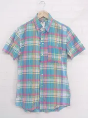 ◇ American Apparel ボタンダウン BD チェック 半袖 シャツ サイズXS ブルー イエロー ピンク メンズ P  【中古】 【1208260007688】のサムネイル