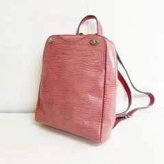 TORY BURCH クロコ型押し レザー リュック レッド - メルカリ