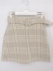 ◇ ◎ Heather ヘザー チェック ニット ミニ タイト スカート サイズM ライトベージュ ブラウン系 マルチ レディース P  【中古】 【1208260015768】のサムネイル