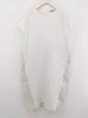 ◇ nano universe ナノ ユニバース 切替 フレンチスリーブ ロング ワンピース サイズF ホワイト グレー レディース P  【中古】 【1208300000631】