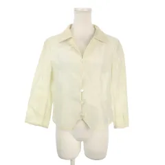 ランバン LANVIN COLLECTION ジャケット シアー 38 ベージュ 無地 開襟襟 七分袖 /MN29 ■ECA002